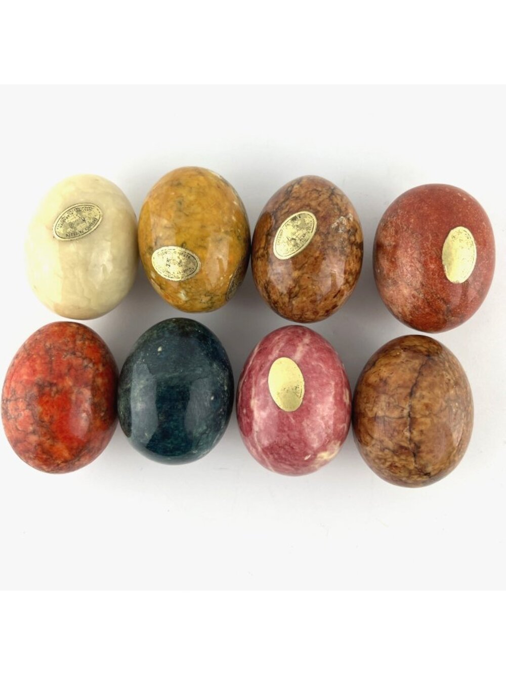 Lot of 8 Genuine Alabaster Hand Carved Eggs Action Made in Italy Italian